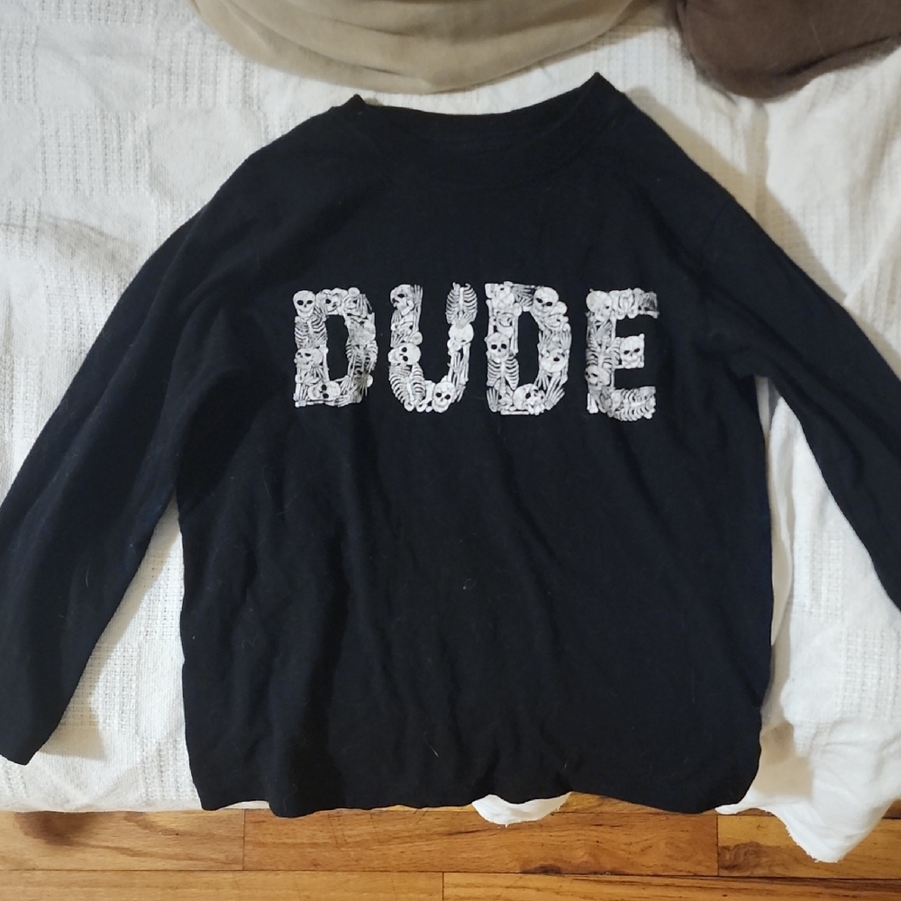 Black Shirt with 'DUDE' Graphic